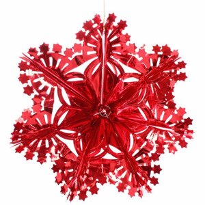 Украшение фольгированное «Сказочная снежинка» d-30 см, Красный