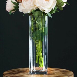 Ваза для цветов и сухоцветов стеклянная прозрачная декоративная интерьерная 8xH25