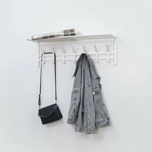 Вешалка настенная металлическая лофт для хранения одежды Торонто 31, цвет белый
