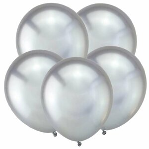 Воздушные шары 25 шт, 44 см / Серебро, Зеркальные шары / веселуха, Турция