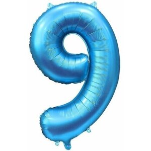 Воздушный шар фольгированный, 81 см, цифра 9, синий