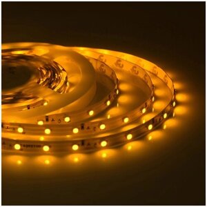 Яркая светодиодная лента 00-433-1 с напряжением 12В для оформления внутри помещения обладает желтым цветом свечения, излучает световой поток равный 300 Лм/м, 60 диодов на метр / 4,8Вт/м / smd3528 / IP20 / ширина