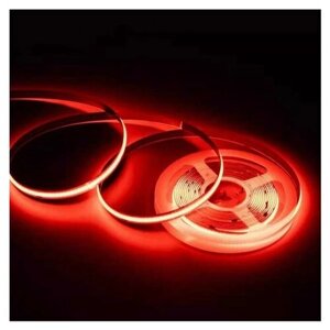 Яркая светодиодная лента Apeyron 00-363 красного цвета свечения с напряжением 24В, 14Вт/м, COB, 512д/м, IP20, ширина подложки 10мм, 5м