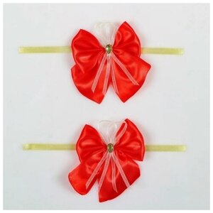 ЗдоровьЕ Бант-бабочка свадебный для декора, атласный, 2 шт, красный