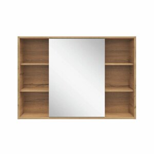 Зеркальный шкаф подвесной SanStar Graffa 100 для ванной комнаты Дуб вотан, графит софт