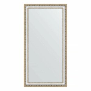 Зеркало настенное EVOFORM в багетной раме золотые бусы на серебре, 55х105 см, для гостиной, прихожей, кабинета, спальни и ванной комнаты, BY 1057
