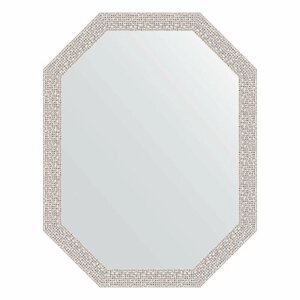 Зеркало настенное Polygon EVOFORM в багетной раме мозаика хром, 53х68 см, для гостиной, прихожей, кабинета, спальни и ванной комнаты, BY 7006