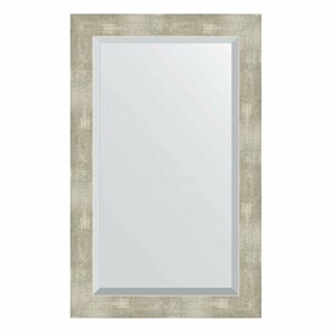 Зеркало настенное с фацетом EVOFORM в багетной раме алюминий, 51х81 см, для гостиной, прихожей, кабинета, спальни и ванной комнаты, BY 1139