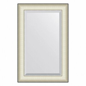 Зеркало настенное с фацетом EVOFORM в багетной раме белая кожа с хромом, 54х84 см, для гостиной, прихожей, спальни и ванной комнаты, BY 7450