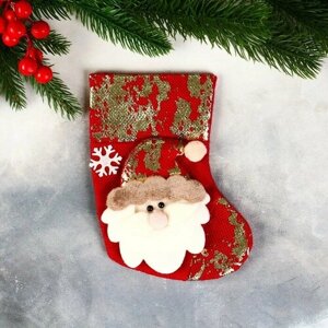 Зимнее волшебство Носок для подарков "Дед Мороз, поталь" 11х16 см, красный