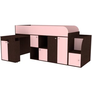 Астра мини кровать чердак Венге Розовый