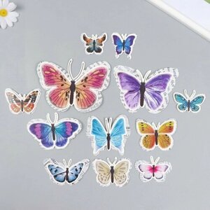 Бабочки картон двойные крылья "Газетные" набор 12 шт h=4-10 см .