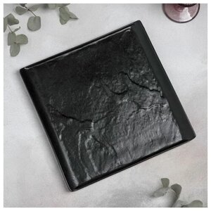 Блюдо фарфоровое для подачи Pietra lunare, 27.5x27.5 см, цвет чёрный