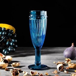 Бокал стеклянный для шампанского «Босфор», 180 мл, 720 см, цвет синий