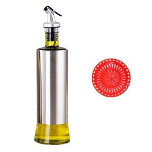 Бутылка для масла стеклянная с дозатором + сетка-фильтр для раковины