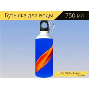 Бутылка фляга для воды "Цвести, цветок, красный" 750 мл. с карабином и принтом