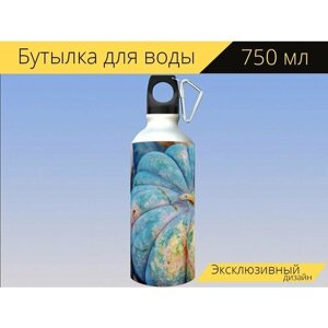 Бутылка фляга для воды "Тыква, мини мускус, маленькая тыква мускат" 750 мл. с карабином и принтом
