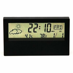 Часы - будильник электронные настольные: термометр, календарь, гигрометр, 13.3 х 7.4 см (комплект из 3 шт)