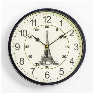 Часы настенные Париж, d-25 см, ААА, 24 х 4 х 11 см, арабские цифры,