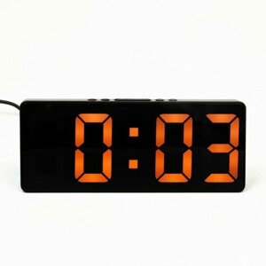 Часы настольные электронные: будильник, термометр, календарь, USB, 3AAA, 15.5 x 6.3 см
