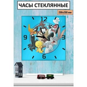 Часы стеклянные настенные-напольные с принтом Looney Tunes