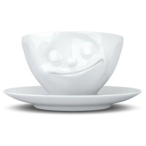 Чайная пара Tassen "Счастливая улыбка", чашка 200 мл и блюдце, твердый фарфор, серия посуды с мимикой