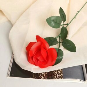Цветы искусственные "Роза простая раскрытая" d-8 см 50 см, красный, 10 штук