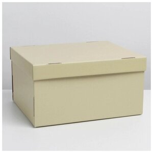 Дарите Счастье Коробка подарочная складная, упаковка, «Бежевая», 31,2 х 25,6 х 16,1 см