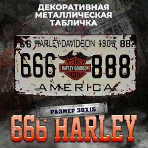 Декоративная металлическая табличка на стену Harley Davidson винтаж 15х30 см