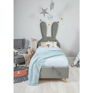Детская Кровать Bunny, 90*200, Велюр Teddy 024, с подъёмным механизмом
