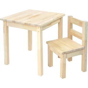 Детский стол квадратный и стул деревянный ROLTI kids, сосна натуральная