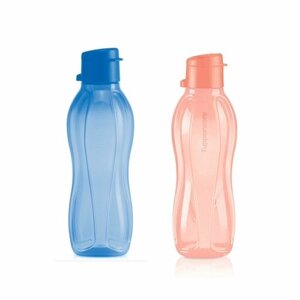 Эко-бутылка 500мл с клапаном, синяя и персиковая 2шт
