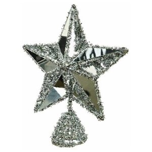 Ёлочная верхушка звезда файнери, пластиковая, серебряная, 20 см, Kaemingk (Decoris) 520190