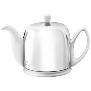 Фарфоровый белый заварочный чайник на 4 чашки с стальной крышкой. Salam White 211988 , 700 мл, Degrenne