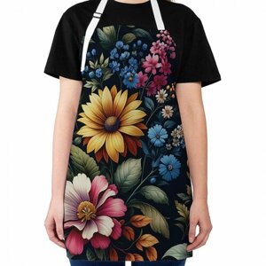Фартук кухонный JoyArty "Буйство цветов", универсальный размер для женщин и мужчин