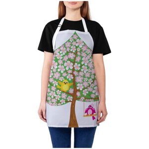 Фартук женский для готовки JoyArty "Птицы на цветочном дереве", универсальный размер