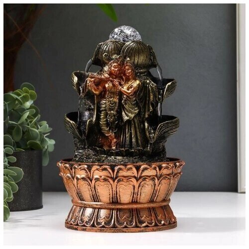 Фонтан настольный от сети, подсветка "Кришна и Радха у фонтана" 22.5х15х15 см