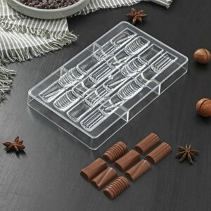 Форма для шоколада и конфет Фигурный батончик, 20 ячеек, 20х12х2,5 см, ячейка 3,3х1,6х0,8 см