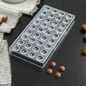 Форма для шоколада и конфет Полусфера, 28х14 см, 36 ячеек, ячейка 2х1 см