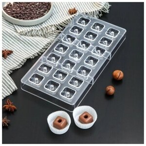 Форма для шоколада и конфет «Пончик в форме квадрата», 21 ячейка, 3316,2 см