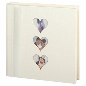 Фотоальбом, альбом с магнитными листами 29х31, 60 страниц (30 листов), три сердца, с атласной лентой GF 5386