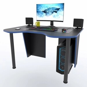 Игровой компьютерный стол "Старк", 120x90x75 см, чёрный с синий кромкой