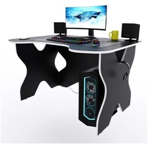 Иксообразный компьютерный стол "Х", чёрный с белой кромкой, 140x90x73 см