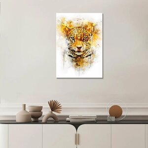 Интерьерная картина на холсте - Леопард акварельные краски 40х60