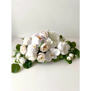 Искусственные цветы-пионы, розы, орхидеи на стол, композиция из цветов настольная от ФлораВи