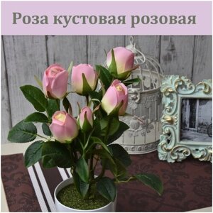 Искусственные розы розово-ванильные в горшке, искусственные цветы, цветы для декора интерьера
