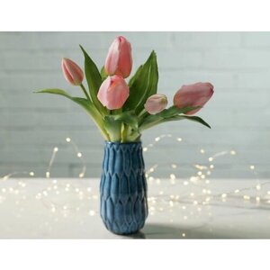 Искусственный букет тюльпаны "нежность весны", силикон, светло-розовый, 28 см (букет – 5 шт. EDG 216003-53-1