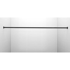 Карниз для ванной 180см (Штанга 20мм) Прямой Усиленный, цельный из нержавейки черного цвета