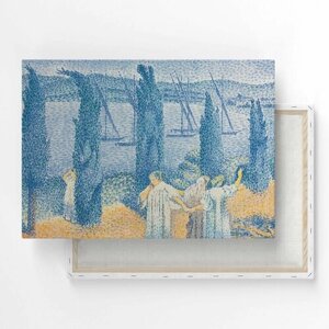 Картина на холсте, репродукция / Анри Кросс - Landscape with Cypresses / Размер 80 x 106 см