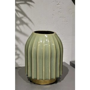 Керамическая интерьерная ваза серо-зеленая